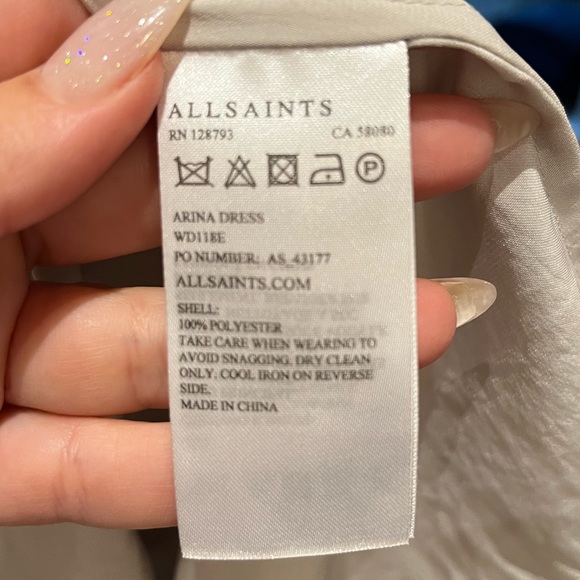 All Saints silver/pewter evening wrap dress size 8 - Picture 4 of 4